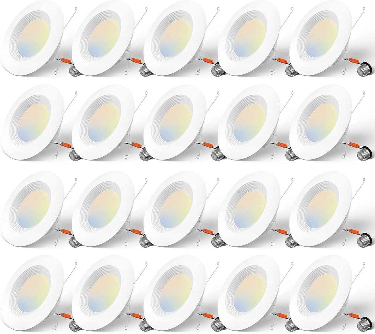 20 Pack 5/6 inch Dimmable LED Recessed Lighting with Baffle Trim P719