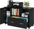 Black Wood File Cabinet with Drawers and Lock S984