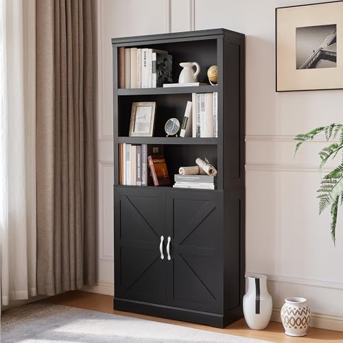 Brown 5 Shelf Bookcase with Doors F86793