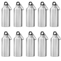10pcs 600ml Aluminum Water Bottles Silver with Carabiner Hook U206