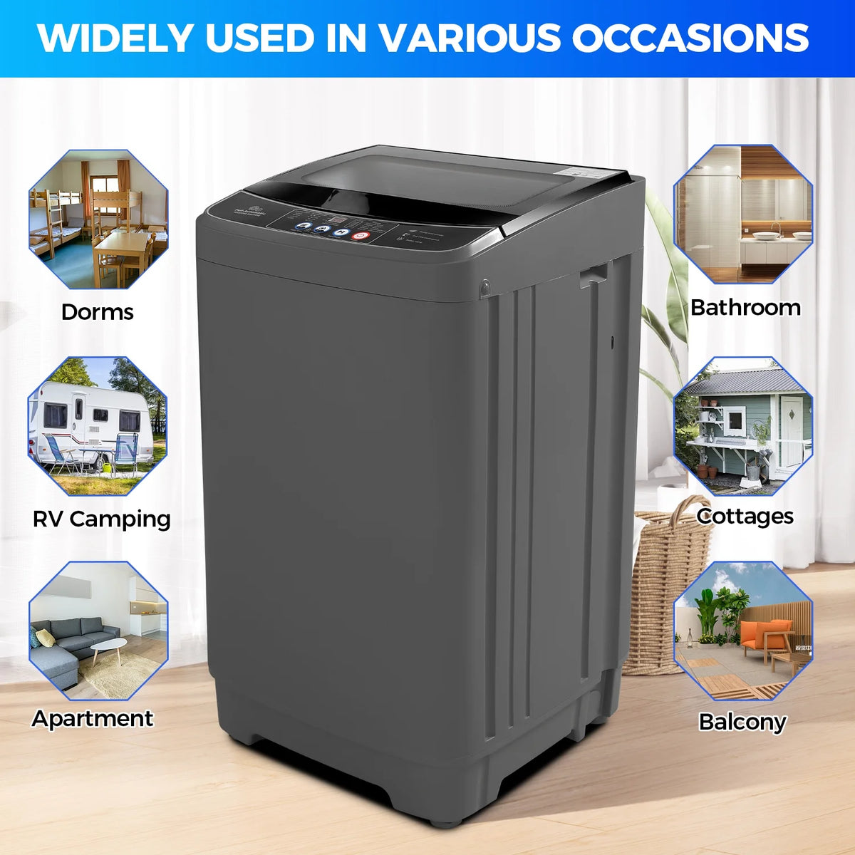 17.8lb Full Automatic Washing Machine with Drain Pump D226116