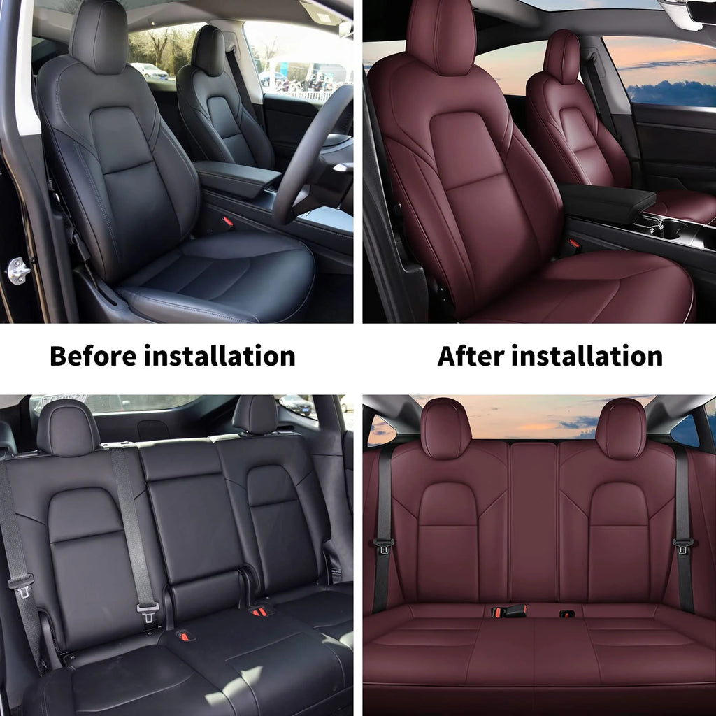 Red Faux Leather Seat Covers Full Set L355