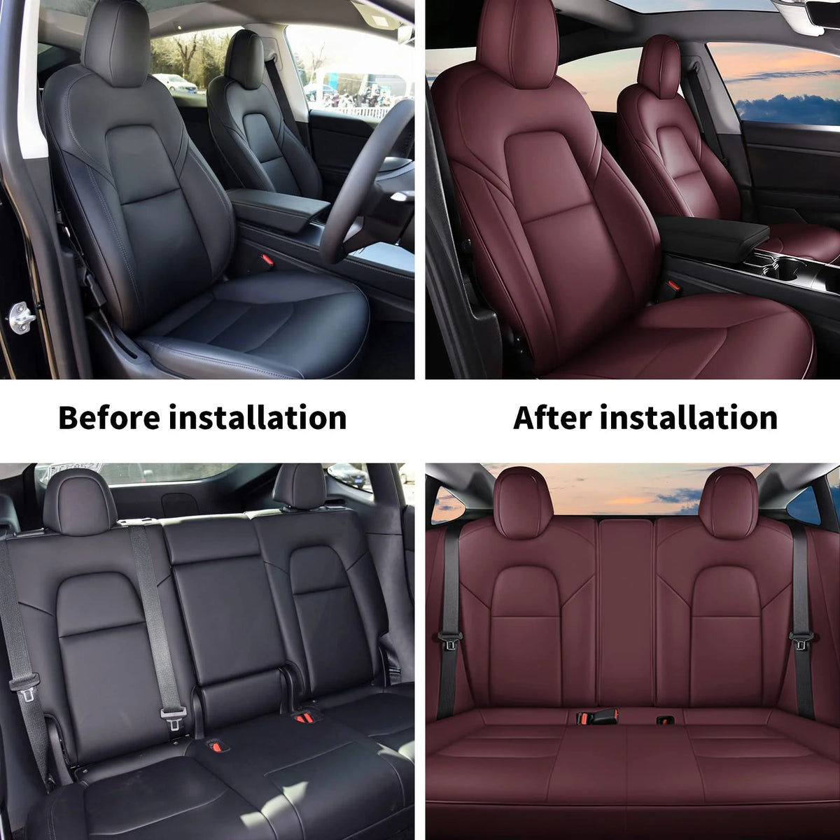 Red Faux Leather Seat Covers Full Set L355