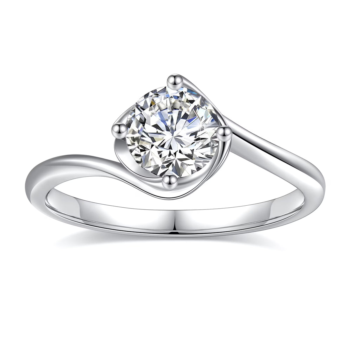 1ct Solitaire Moissanite Engagement Ring 925 Sterling Silver Four-Prong Round Cut Ring K695069
