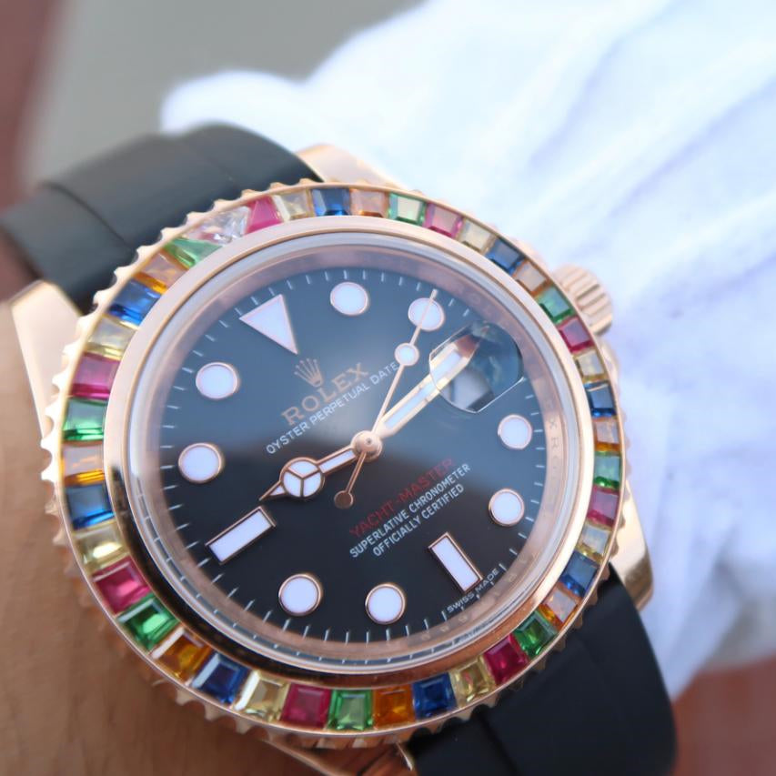 Black Dial Rubber Strap 40mm Watch Y90177