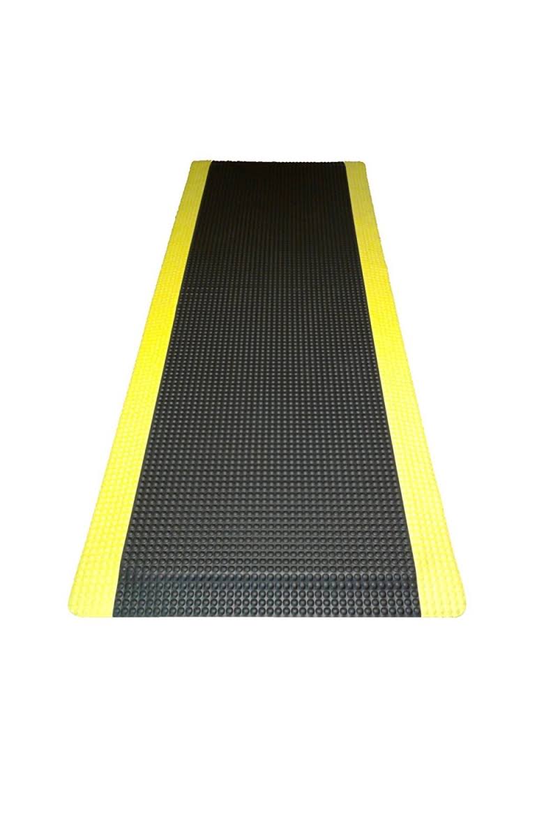 Anti-Fatigue Mat Black with Yellow Borders 4 ft. x 4 ft. x 0.63 in. W15364