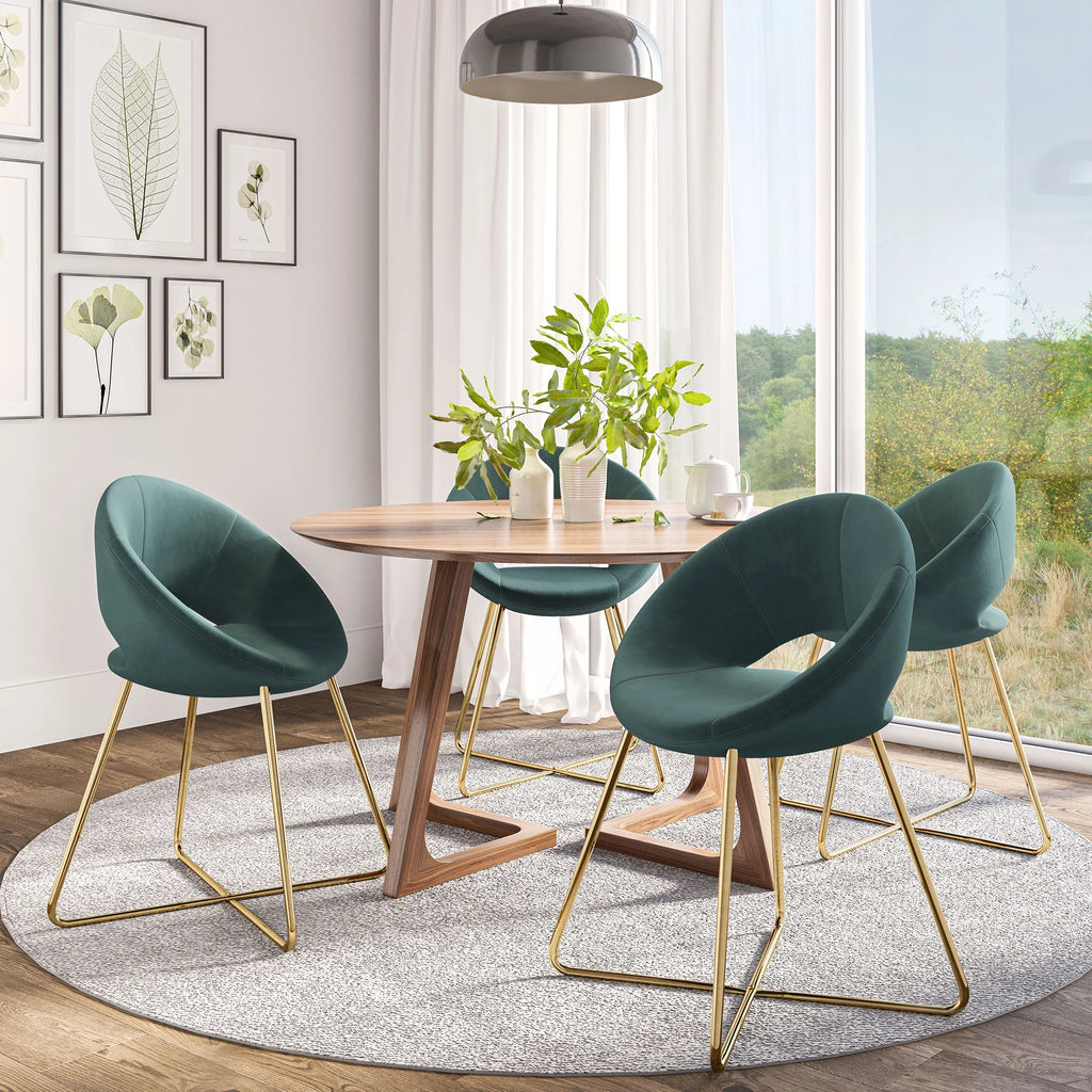 Set of 2 Velvet Accent Chair with Golden Metal Base H77419