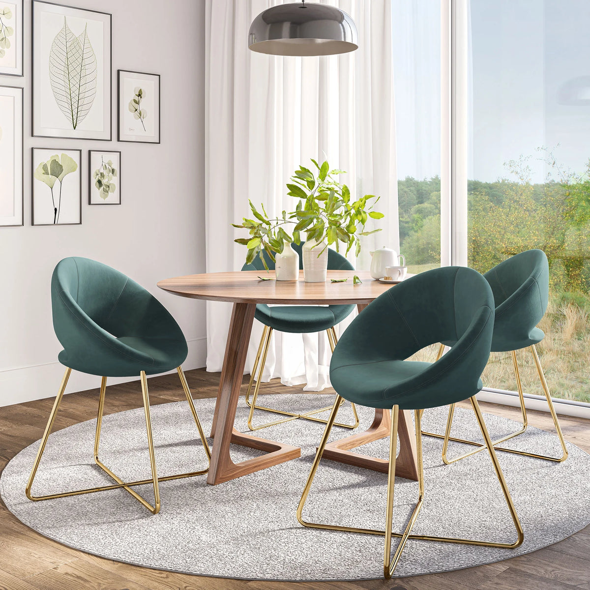 Set of 2 Velvet Accent Chair with Golden Metal Base H77419