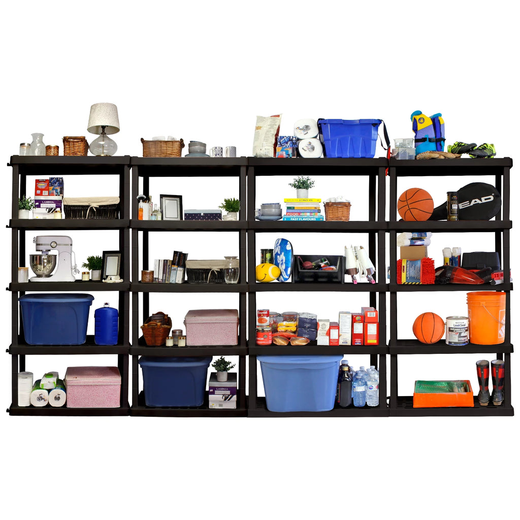 5-Tier Shelving Unit, Black, Pack of 4 H9119