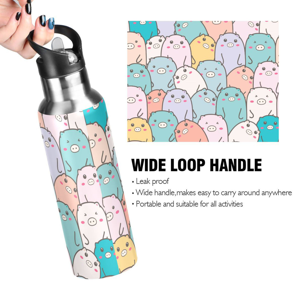 Stainless Steel Vacuum Insulated Water Bottle with Straw Lid 20 OZ O624