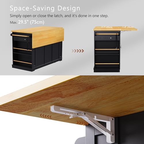 53" Kitchen Cart Island on Wheels with Power Outlet L824