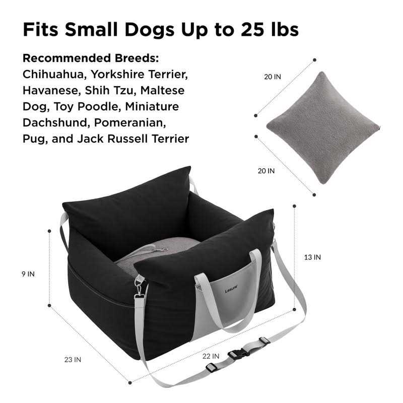 Small Dog Car Seat with Storage Pockets and Safety Leash U903