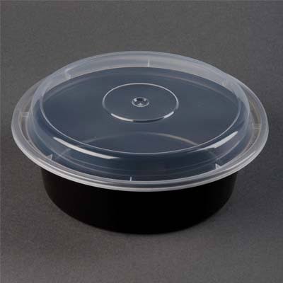 32 oz Microwaveable Black Base with Clear Lid H595