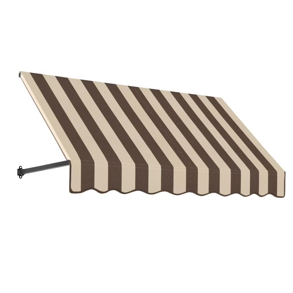 8.375 ft Acrylic Fabric Fixed Awning, Brown/Tan Stripe N54764