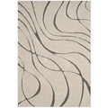 Cream Grey Abstract Shag Area Rug 6' x 9' V491