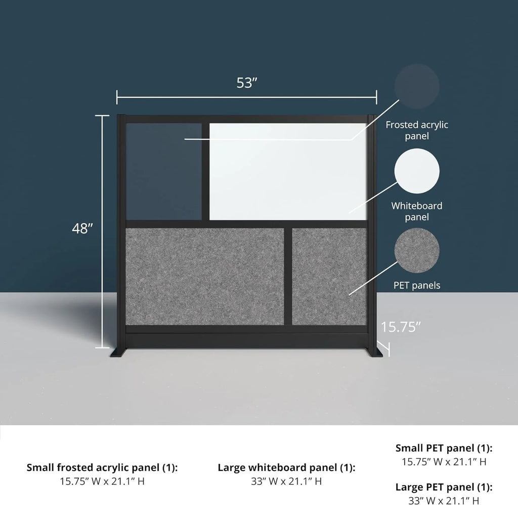 53in x 48in Modular Wall Room Divider with Whiteboard Panels J24399
