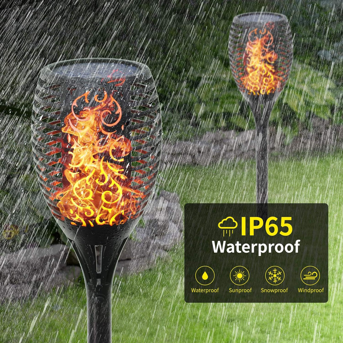 Waterproof Flickering Dancing Flames Solar Torch Lights 4 Pack I985