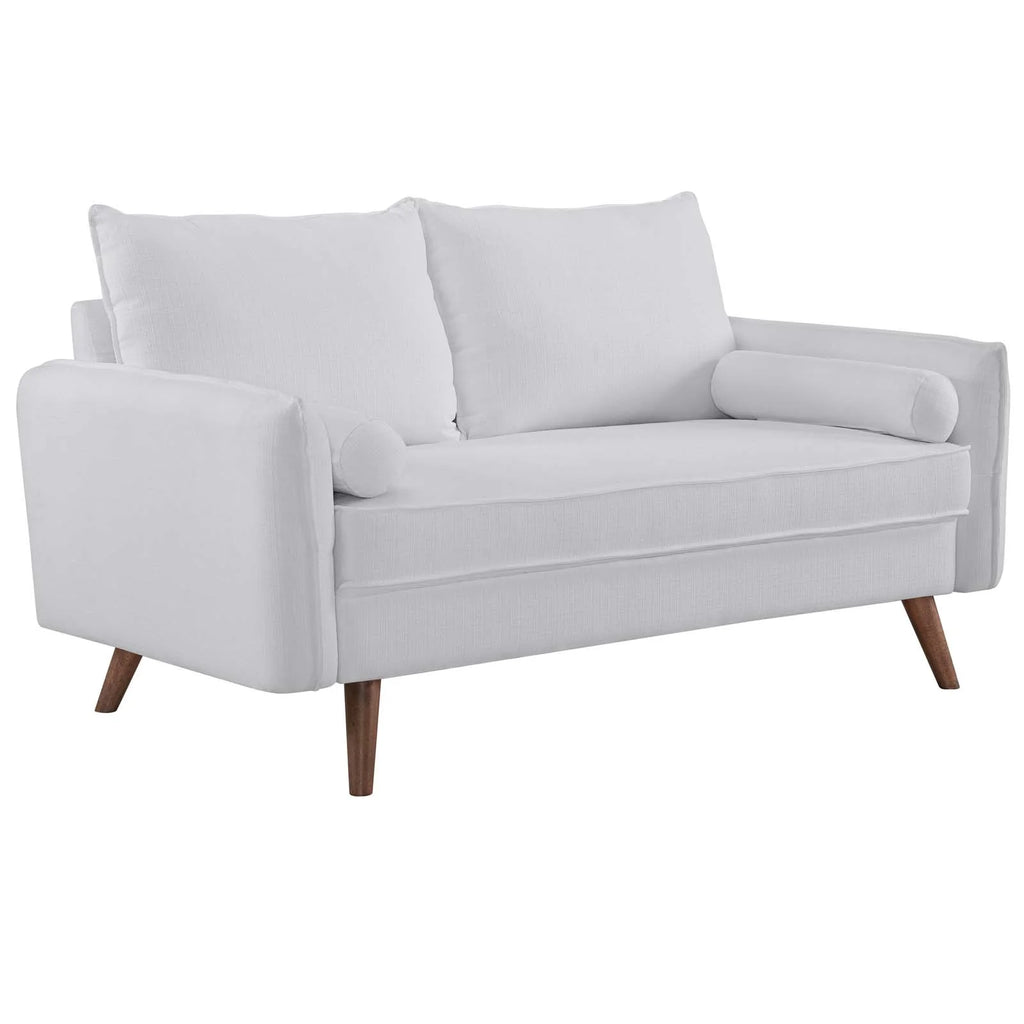White Upholstered Fabric Sofa and Loveseat Set O299891