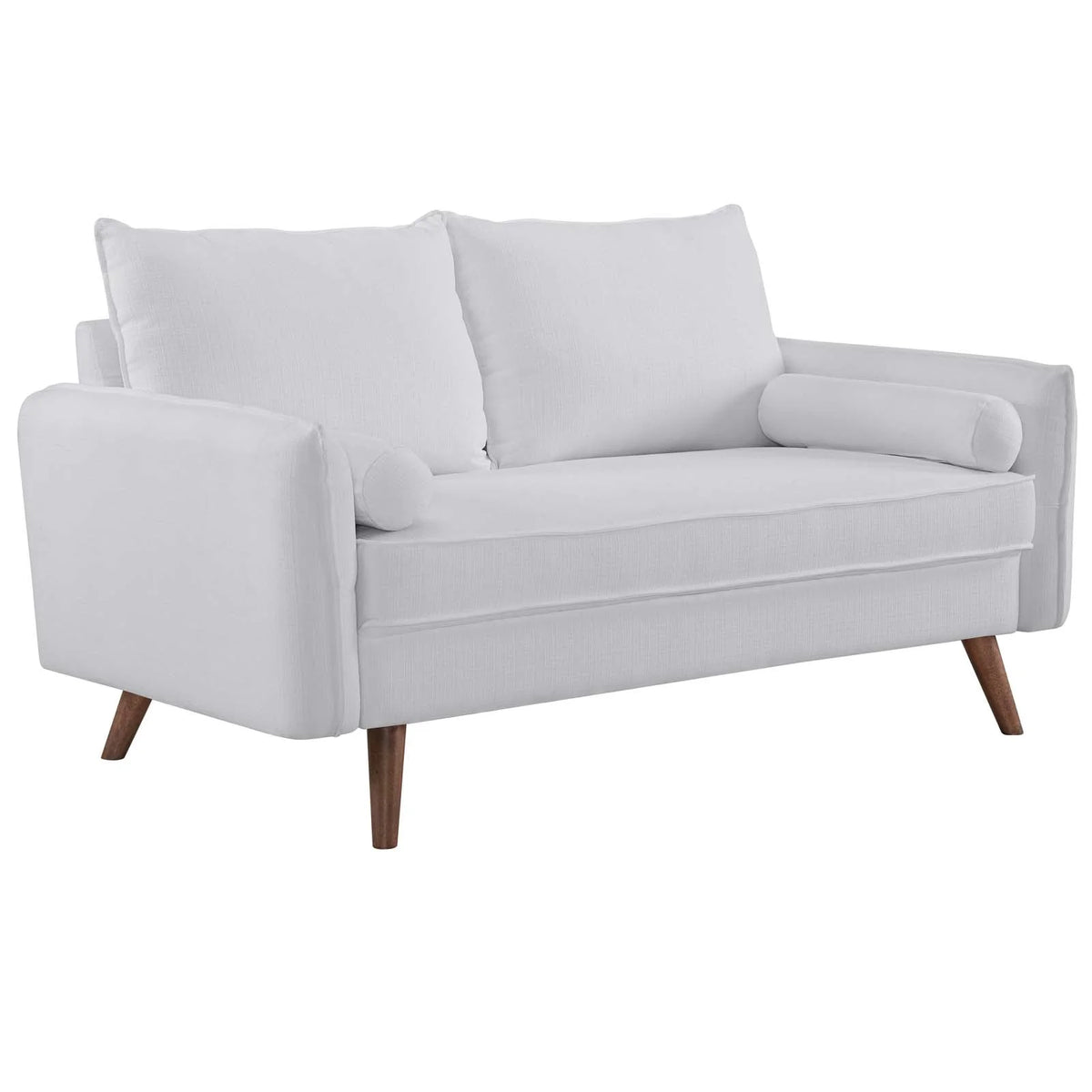 White Upholstered Fabric Sofa and Loveseat Set O299891