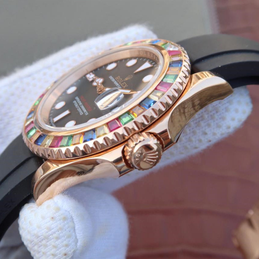 Black Dial Rubber Strap 40mm Watch Y90177