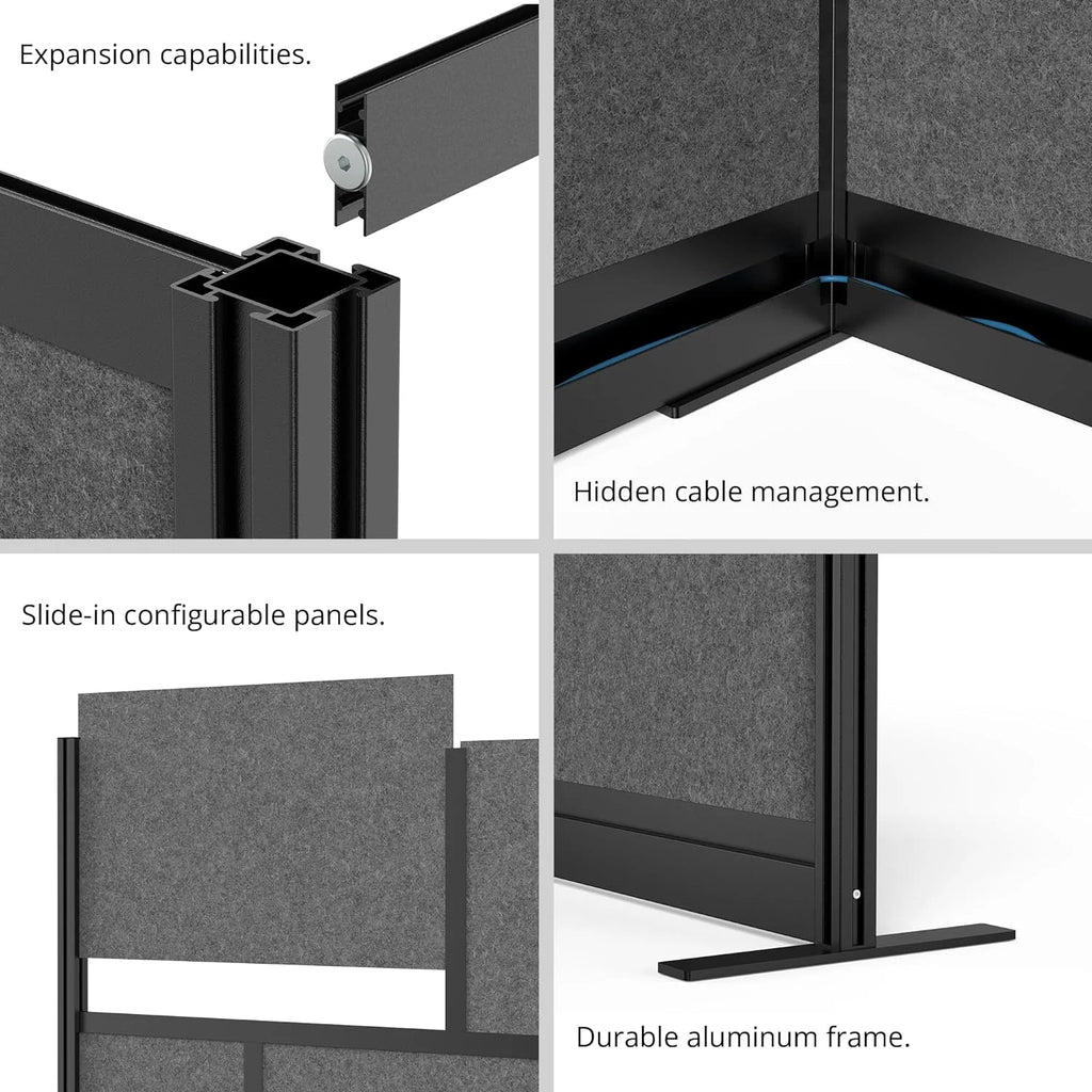 53in x 48in Modular Wall Room Divider with Whiteboard Panels J24399