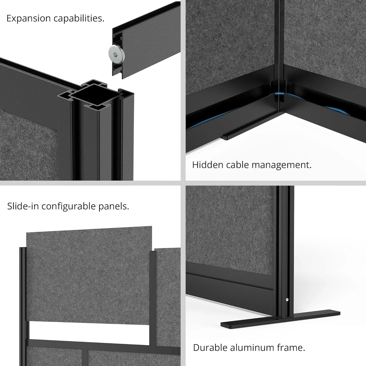 53in x 48in Modular Wall Room Divider with Whiteboard Panels J24399
