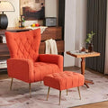 Velvet Accent Chair with Ottoman Button Tufted Armchair G964042