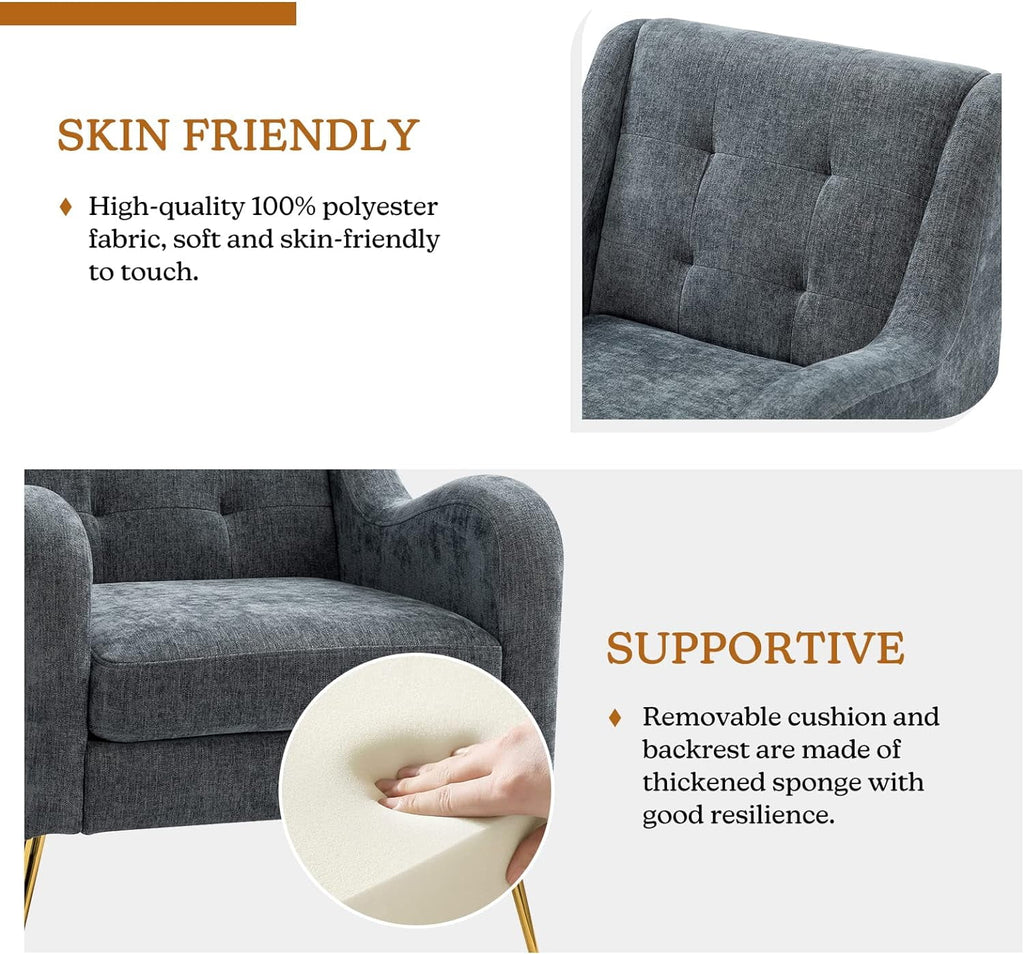 Navy Upholstered Armchairs Set with Removable Cushion P94214