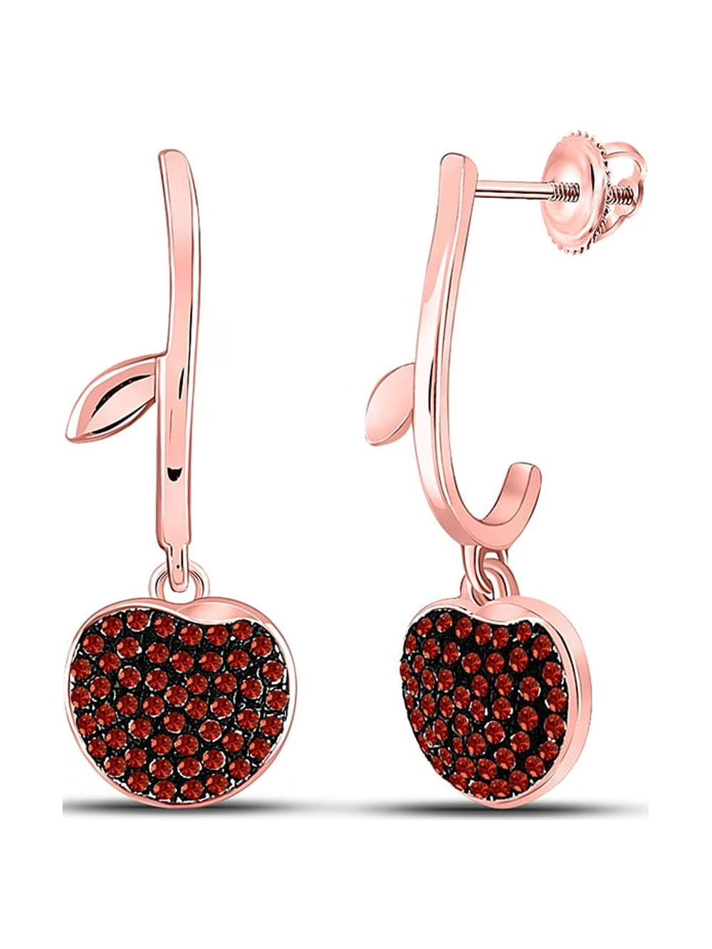 10kt Rose Gold Dangle Cluster Earrings 1/4 Cttw T66628