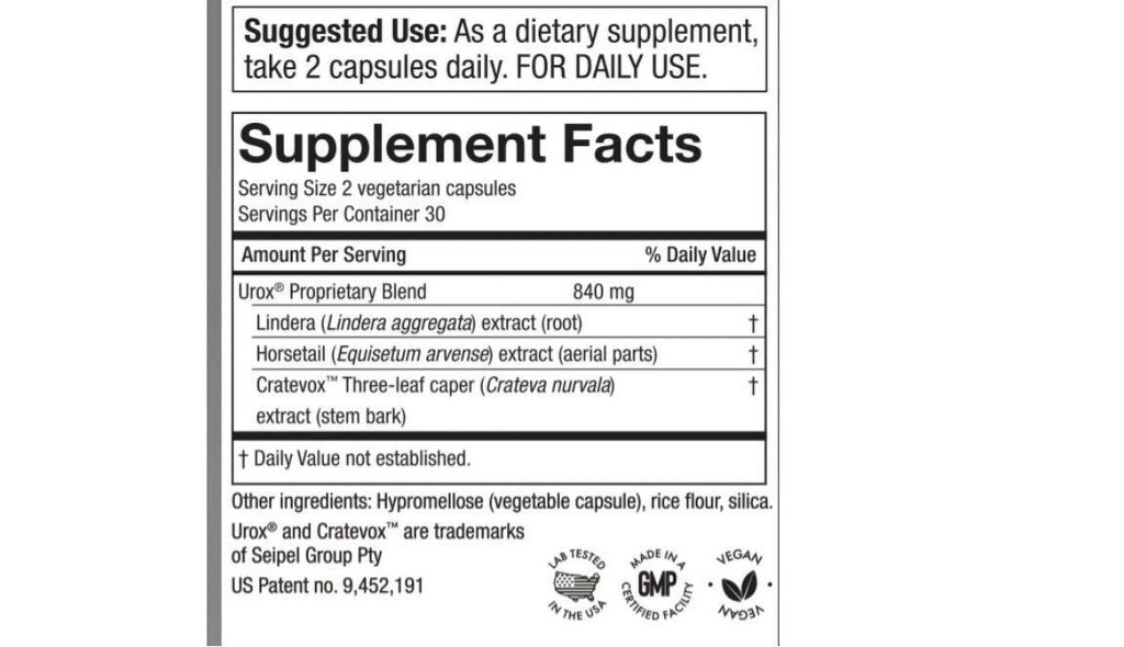 Bladder Control Supplement 60 Capsules F512