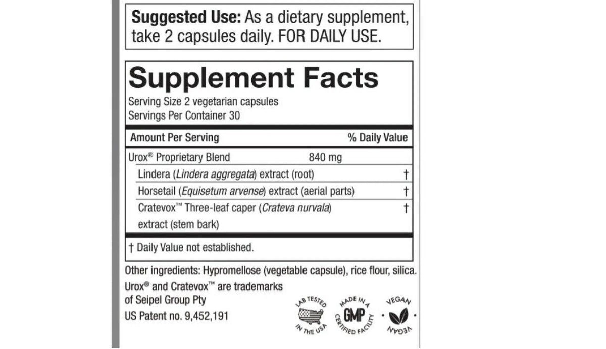 Bladder Control Supplement 60 Capsules F512