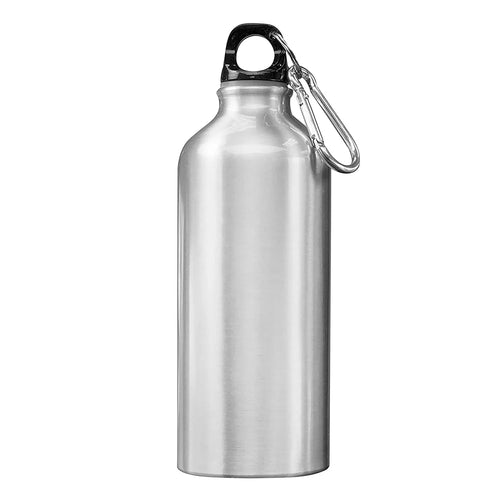 10pcs 600ml Aluminum Water Bottles Silver with Carabiner Hook U206