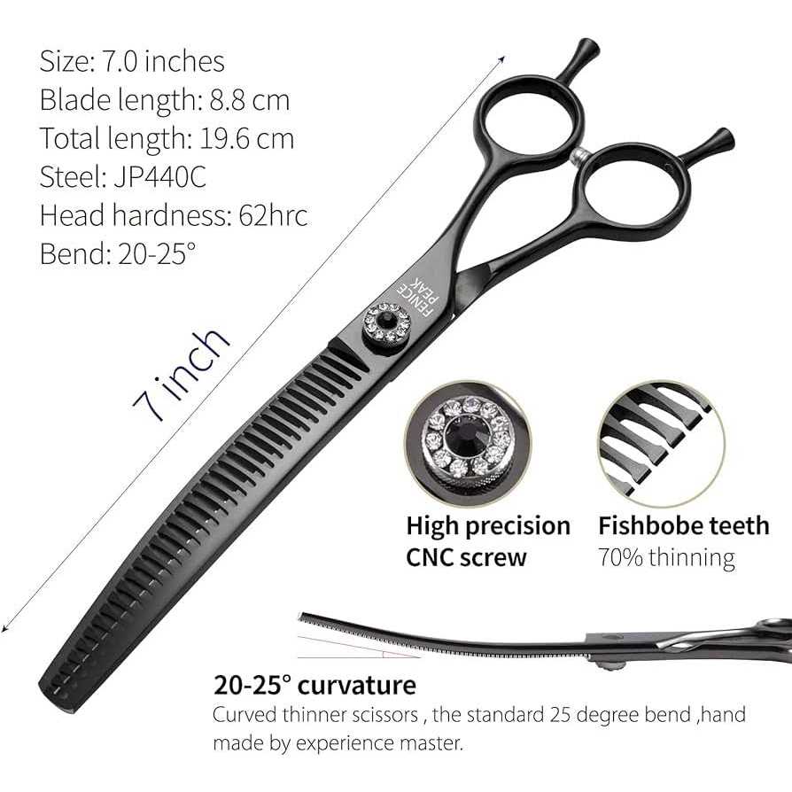 7.0'' 440C Steel Curved Thinning Dog Grooming Scissors C85860