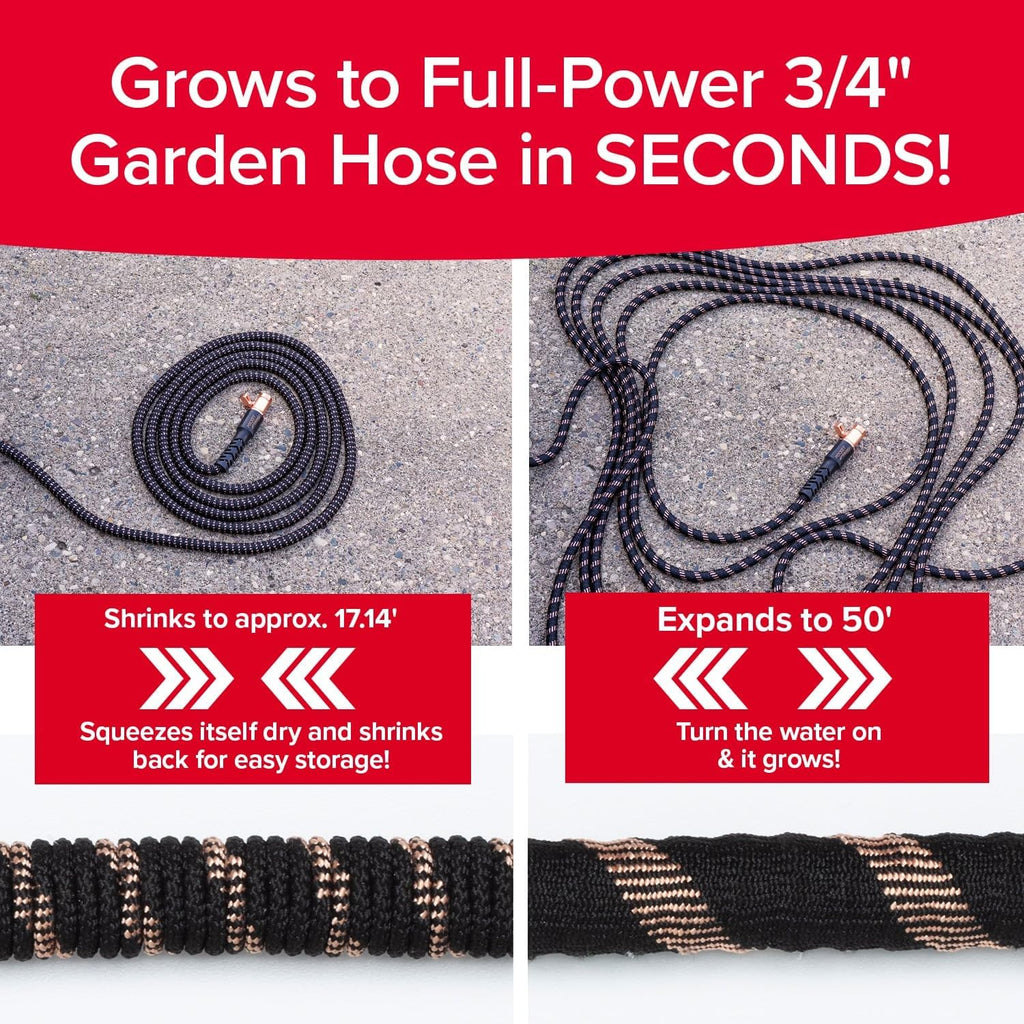50 FT 3/4 in Expandable Garden Hose with Thumb Spray Nozzle A74688
