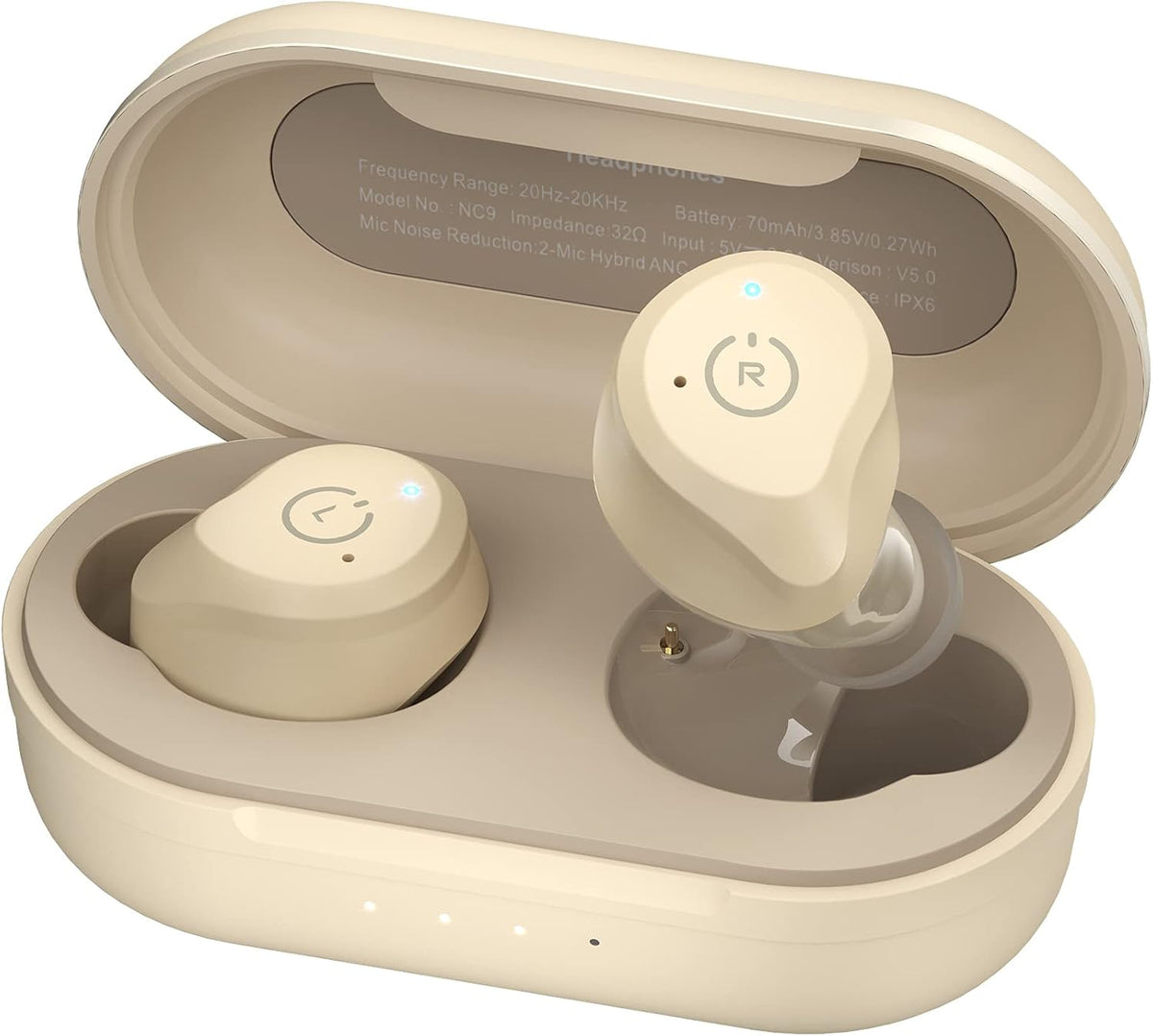Hybrid Active Noise Cancelling Wireless Earbuds, IPX6 Waterproof Bluetooth 5.0 Black W31964