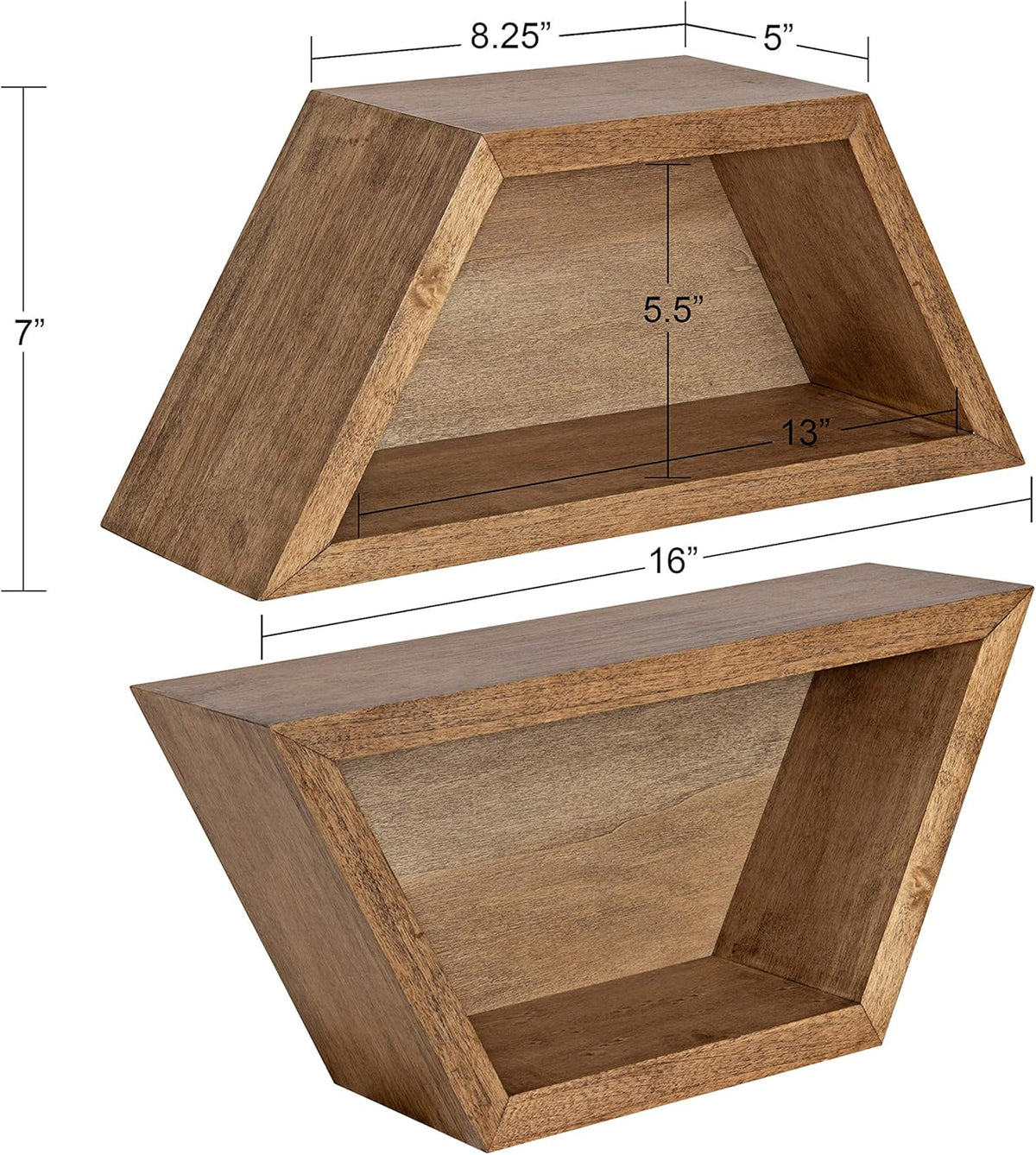 White Set of 2 Geometric Wood Shelves W671865