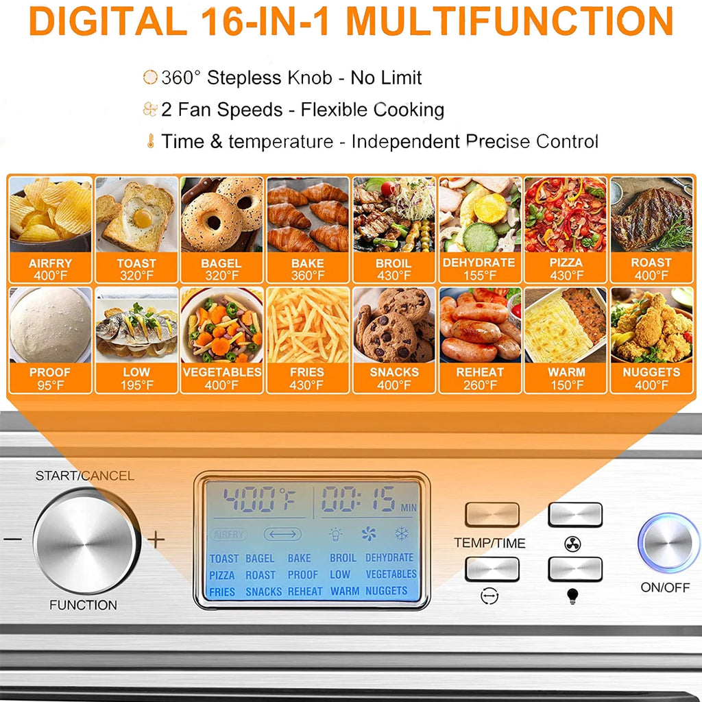16 in 1 24.5QT Stainless Steel Air Fryer Oven D2952