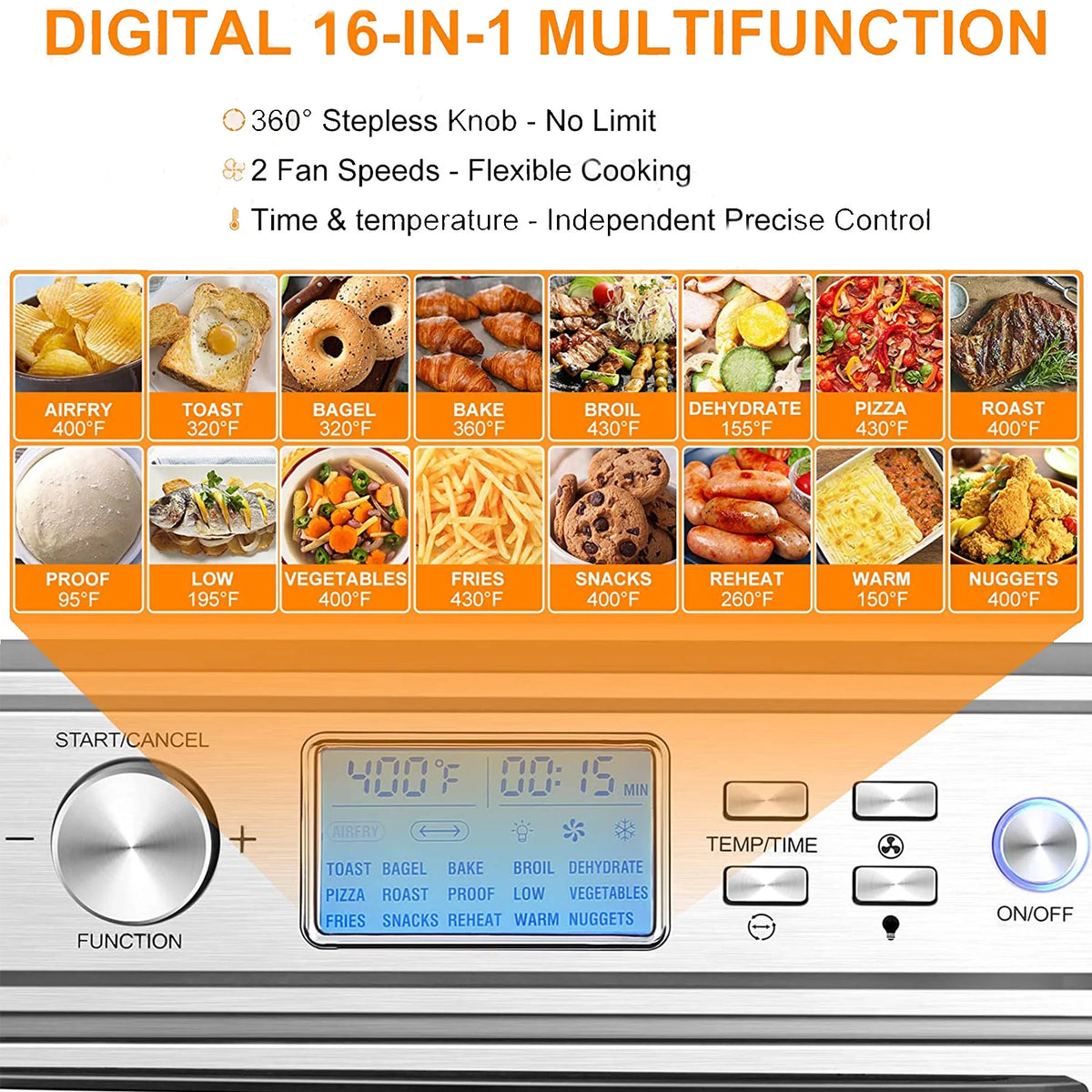 16 in 1 24.5QT Stainless Steel Air Fryer Oven D2952