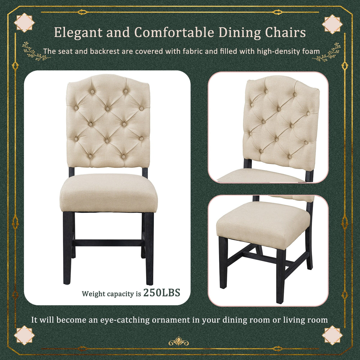 5-Piece Extendable Dining Table Set with Upholstered Chairs W715