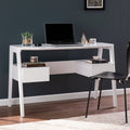 White Writing Desk with Storage D594