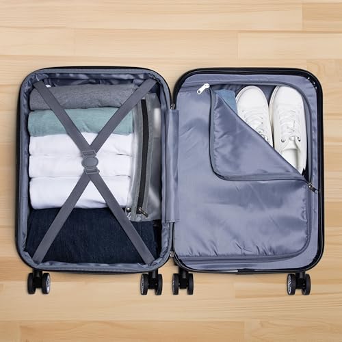 Expandable Hardside Spinner Luggage, Black, 21" Carry-on N92217