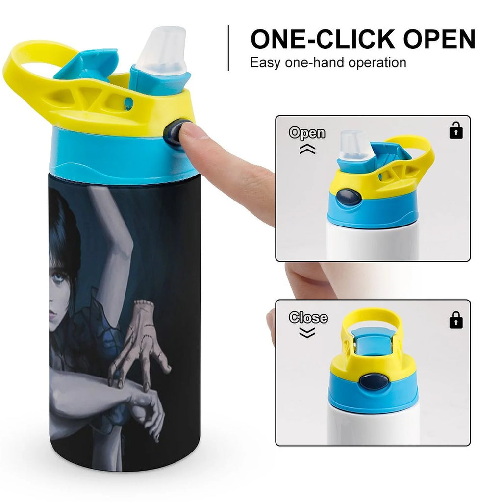 Stainless Steel Water Bottle with Straw O661358