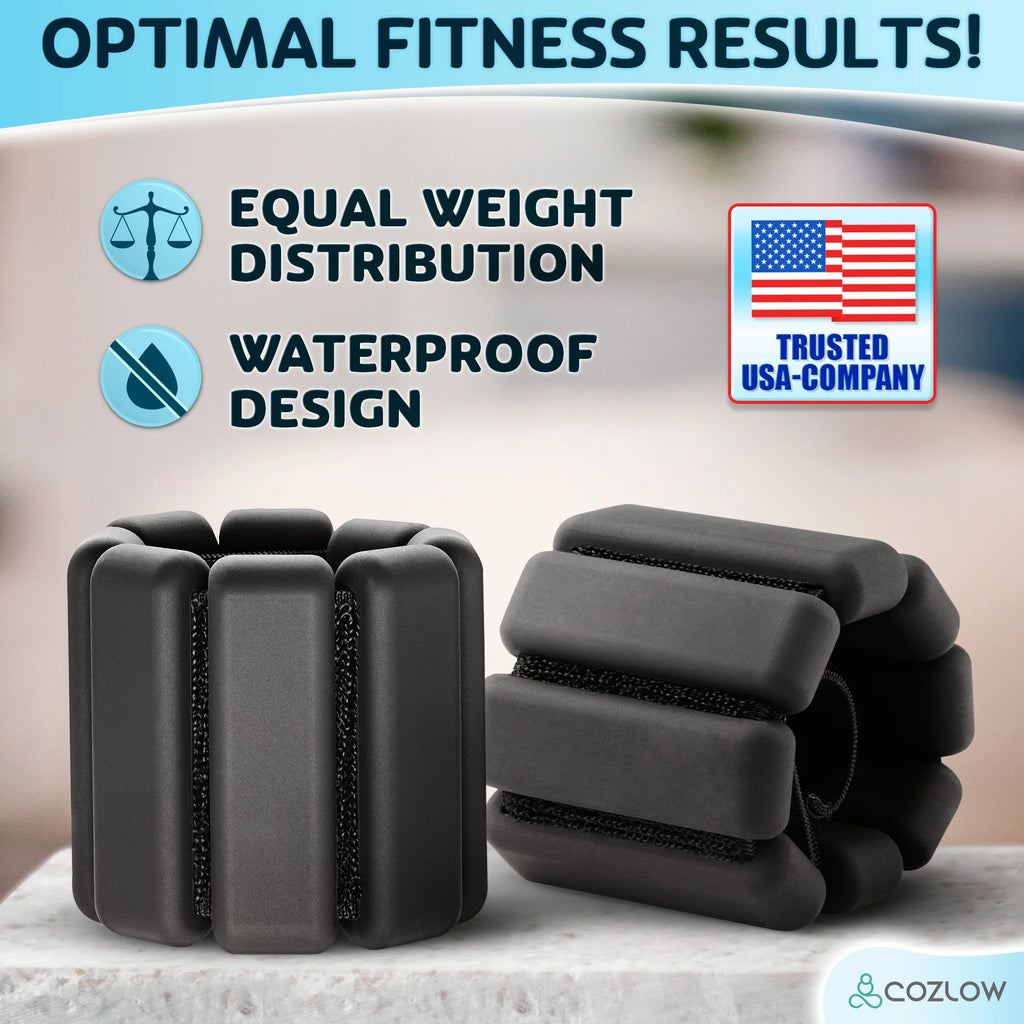 Adjustable Ankle & Wrist Weights, 1 Pair, 1 lb each, Black E835