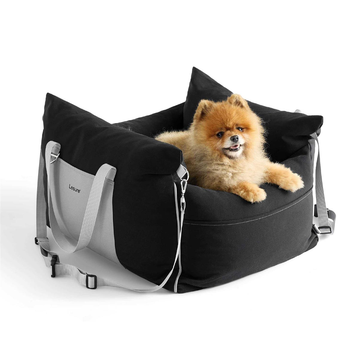 Small Dog Car Seat with Storage Pockets and Safety Leash U903