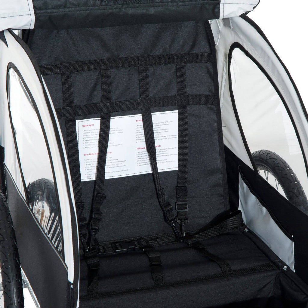2in1 Double Child Bike Trailer and Stroller - Black Q6704