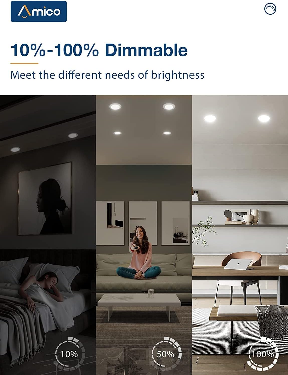 20 Pack 5/6 inch Dimmable LED Recessed Lighting with Baffle Trim P719