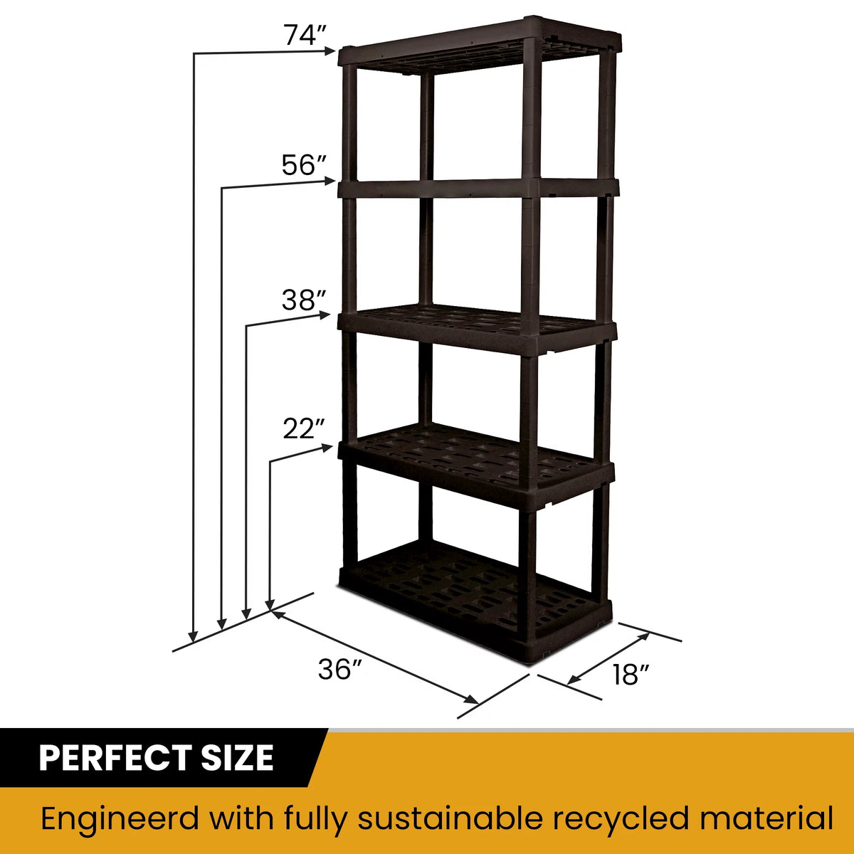 5-Tier Shelving Unit, Black, Pack of 4 H9119