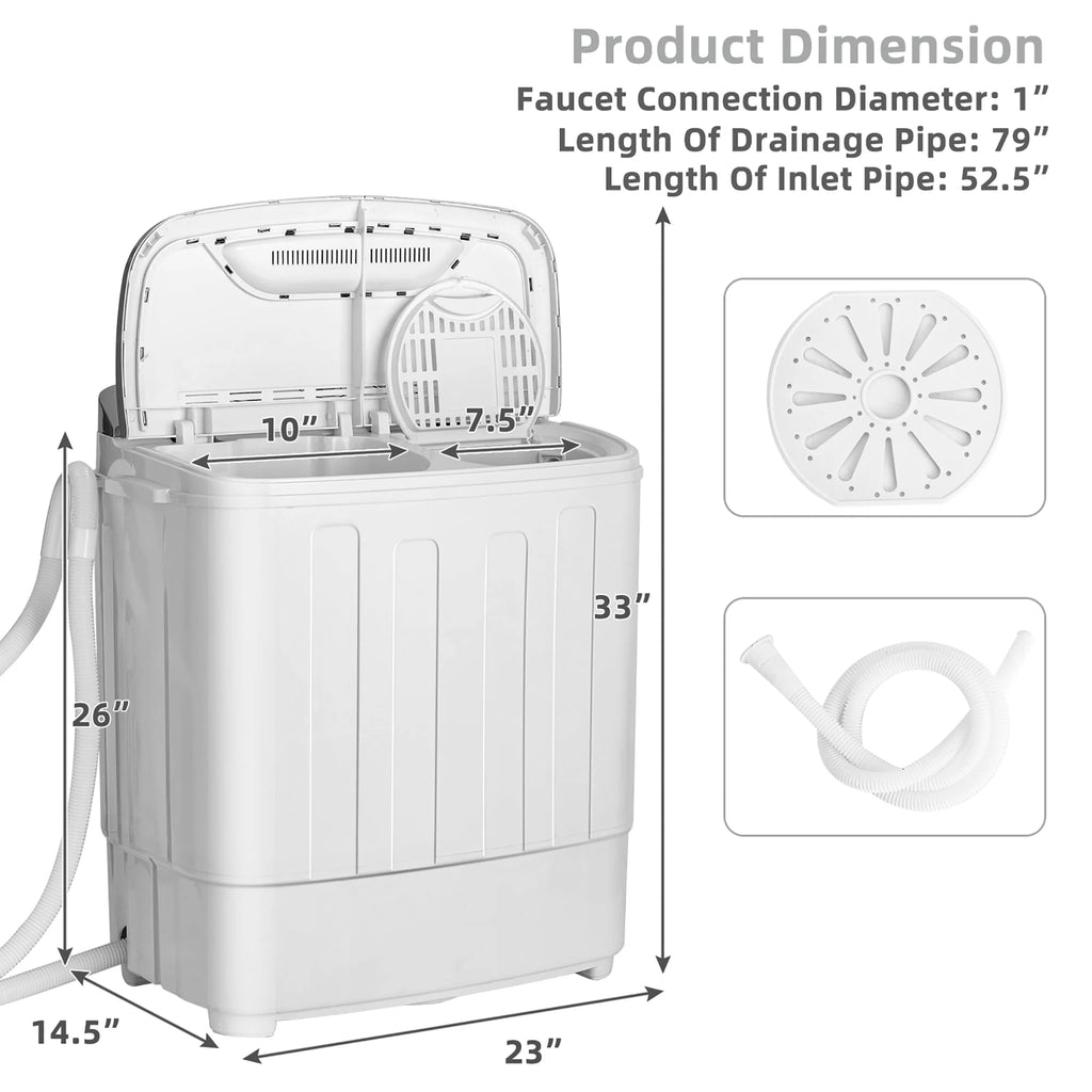 Portable Semi-Automatic Twin Tub Wash Machine Black S709