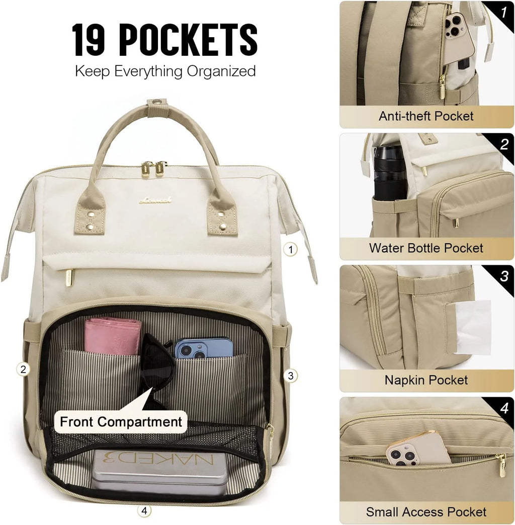 Beige-Khaki Waterproof Laptop Backpack C500