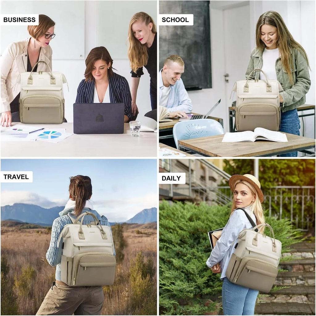 Beige-Khaki Waterproof Laptop Backpack C500